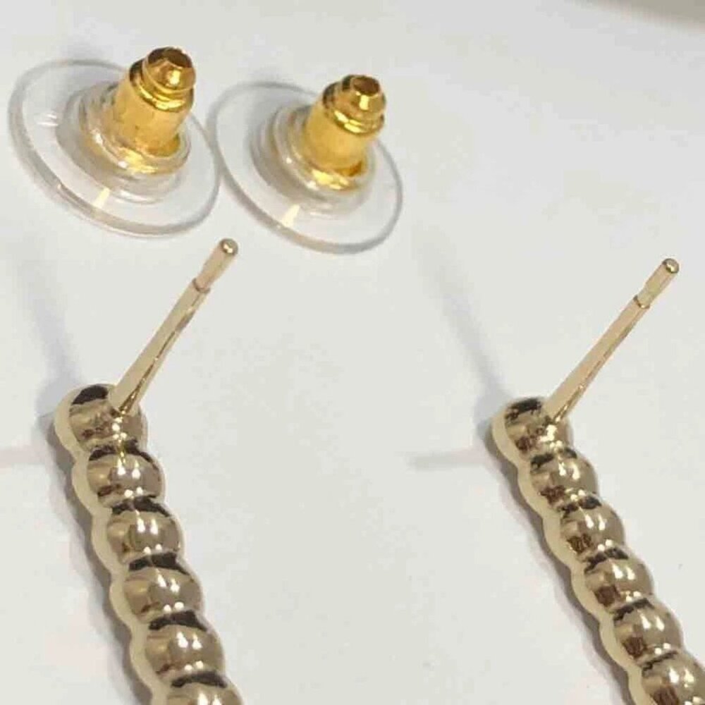 CHANEL CC Logos Rhinestone Arrow Stud Earrings Gold Tone B23C Auth w/Box - Picture 12 of 16